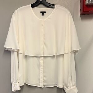 Anne Klein Ivory Layered Cape Blouse